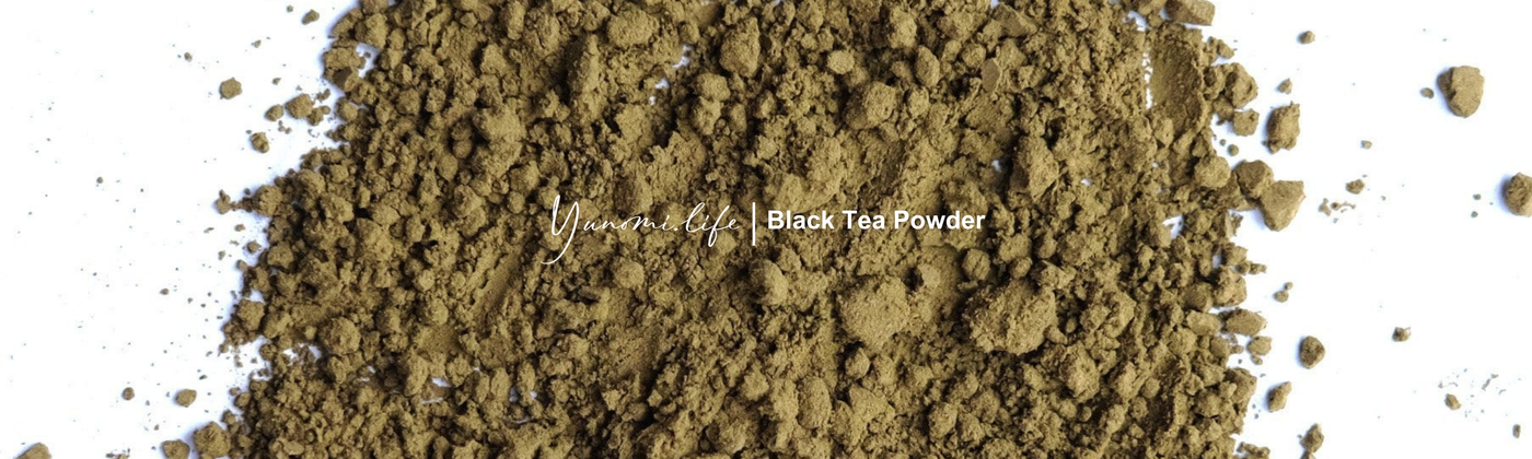 Black tea powder banner by tokinari.live