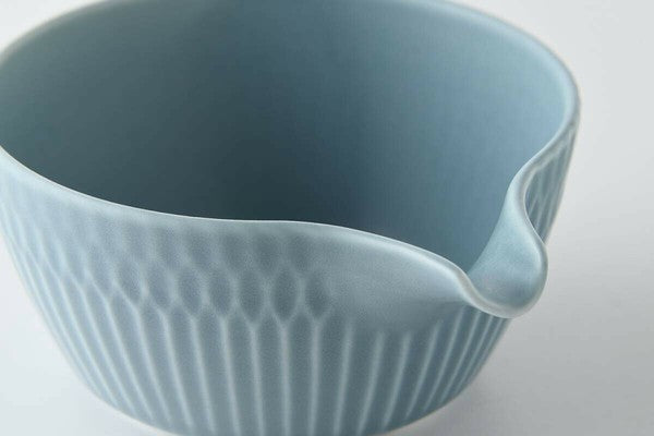 Oda Pottery: Sazanami Design Porcelain Bowl with Pouring Lip (Dark Blue) 小田陶器さざなみ片口小鉢(ブルーグレー)