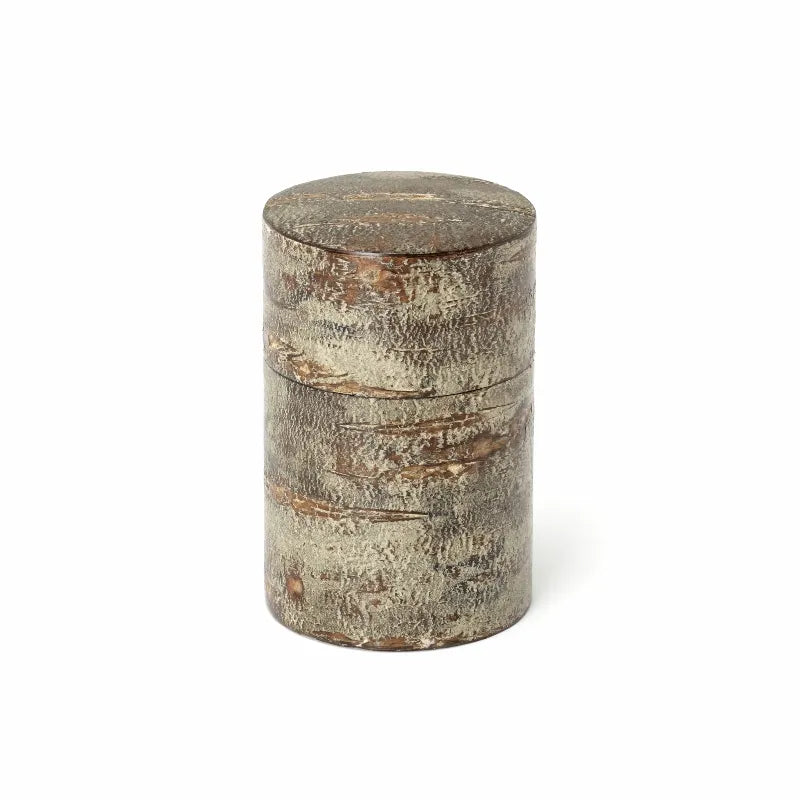 Fujiki Denshiro: Frosted Sakura Bark Chazutsu 総皮茶筒(中長)霜降皮