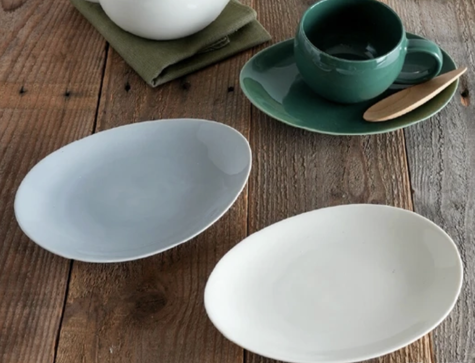 SALIU -YUI- Tea plate (ash white, 2 plate set)