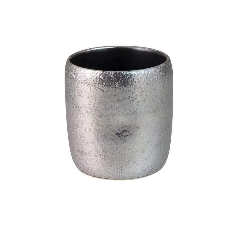 Touetsugama Aritayaki Dimple Rock Cup - Ibushi Silver - Black いぶし銀内黒マット えくぼロックカップ - tokinari.live
