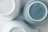 Oda Pottery: Sazanami Design Porcelain Bowl with Pouring Lip (Dark Blue) 小田陶器さざなみ片口小鉢（ブルーグレー）