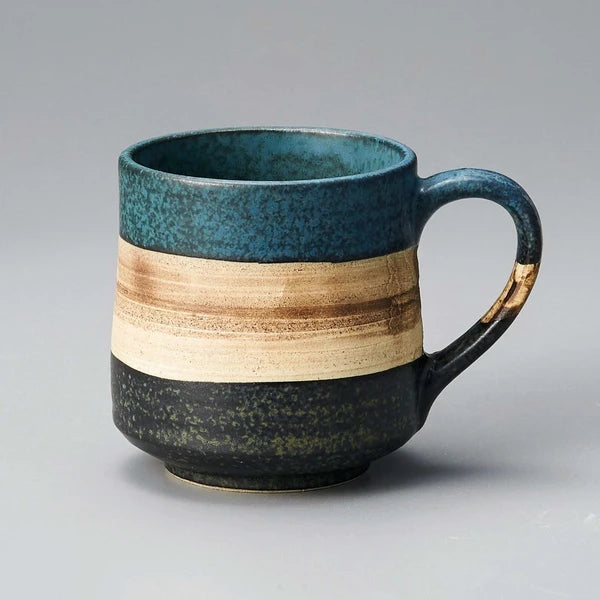 美濃焼セピアマグカップ ブルー（240ml）