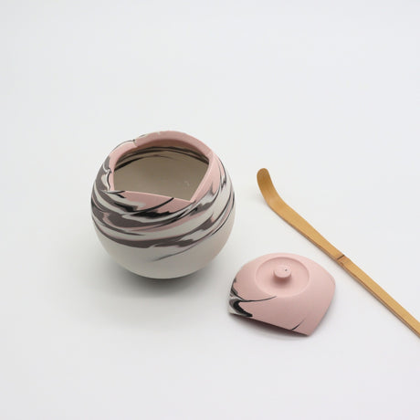 [One-of-a-Kind] Shinro Yamamoto: Marble Porcelain Natsume A / Lidded Container (Pink) tokinari.live