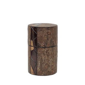 Fujiki Denshiro: Frosted Oyamazakura Bark Chazutsu (Vertical Stripe) by Arakawa Keitaro 総皮茶筒 大山桜 霜降皮 縦（荒川慶太郎　作） - tokinari.live