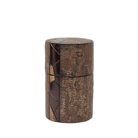 Fujiki Denshiro: Frosted Oyamazakura Bark Chazutsu (Vertical Stripe) by Arakawa Keitaro 総皮茶筒 大山桜 霜降皮 縦（荒川慶太郎　作） - tokinari.live