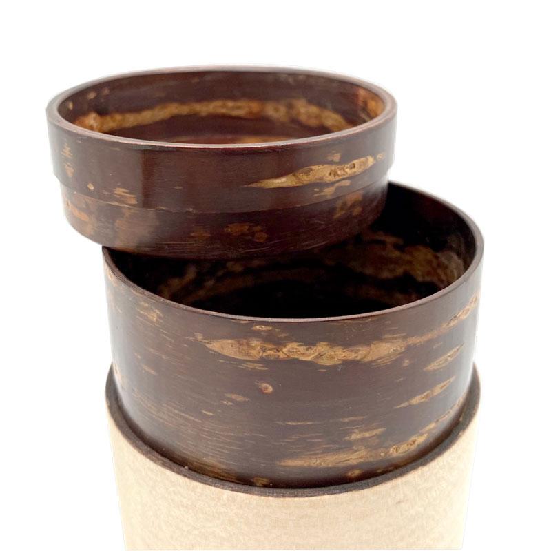 Fujiki Denshiro: Obizutsu Tea Canister - Ebony Wood Grain 帯筒　茶筒（大）黒檀柾目 - tokinari.live