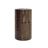 Fujiki Denshiro: Oyama Sakura Bark Chazutsu, Ajiro Weave (Vertical Stripe) by Arakawa Keitaro 総皮茶筒 大山桜 アジロ 縦（荒川慶太郎　作） - tokinari.live