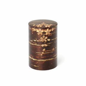 Fujiki Denshiro: Sakura Blossom Design Chazutsu 総皮茶筒 散花 - tokinari.live