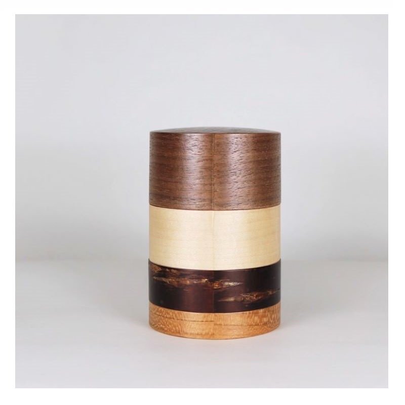 Fujiki Denshiro: Wazutsu Series Kabazaiku Tea Canisters, 4-color Walnut 輪筒4色 茶筒 くるみ - tokinari.live
