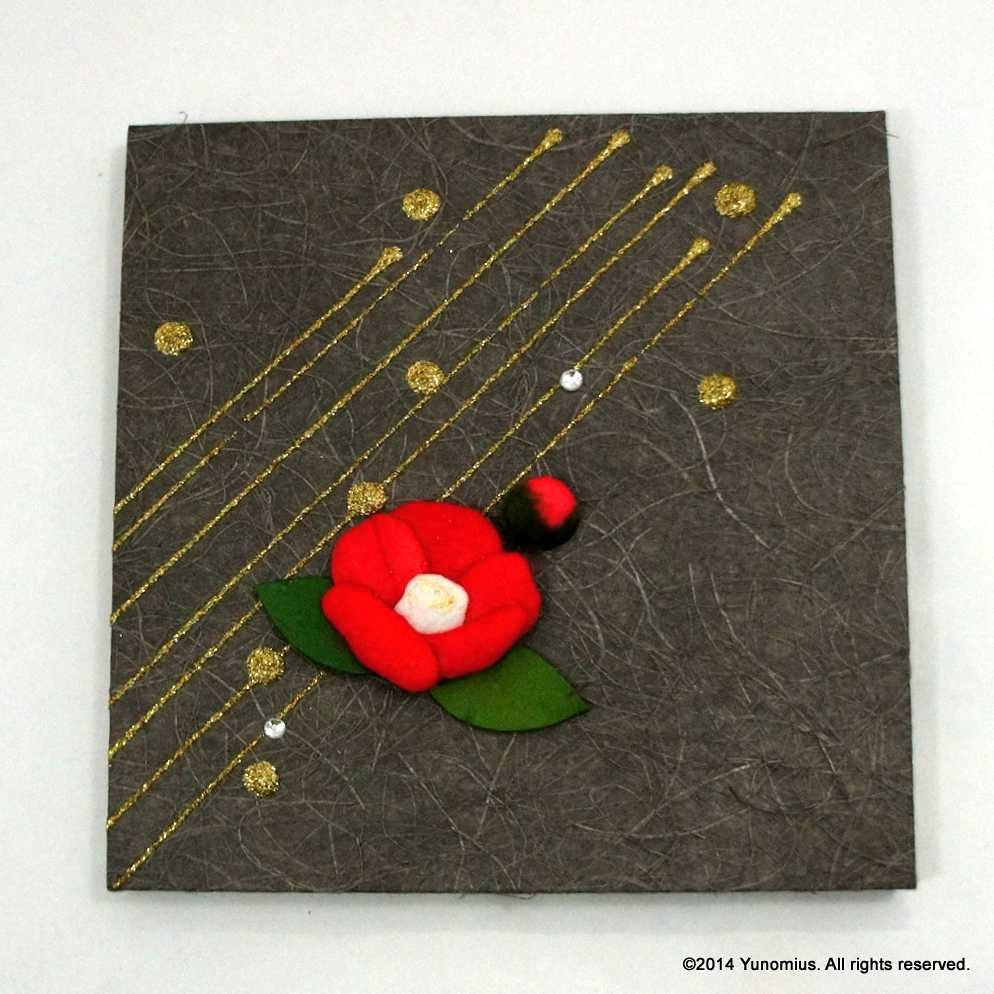 Hana & Haku: Tsubaki Flower Washi Paper Panel (Grey #1) - tokinari.live