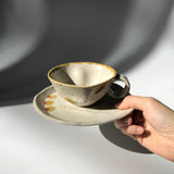 Hiroshi Hirai: Heart Shaped Cup & Saucer Set, Yellow Accents - tokinari.live
