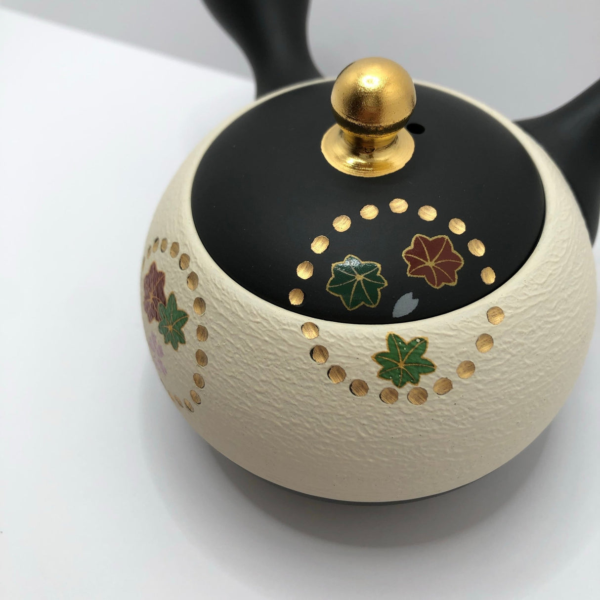 Isobe Ceramics mi122: Tokoname Kyusu Golden Autumn Leaves by Shouhou 200 ml 金彩紅葉桜 - tokinari.live