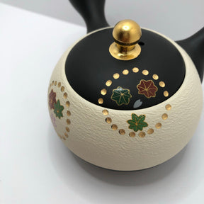 Isobe Ceramics mi122: Tokoname Kyusu Golden Autumn Leaves by Shouhou 200 ml 金彩紅葉桜 - tokinari.live