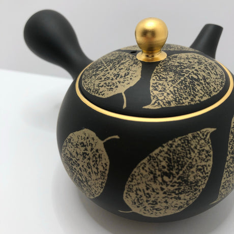 Isobe Ceramics mi124: Tokoname Kyusu Shouhou 200 ml 金彩木の葉 - tokinari.live