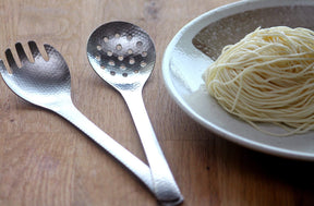 Japanese Hammer Tone Serving Spoon with Holes - tokinari.live