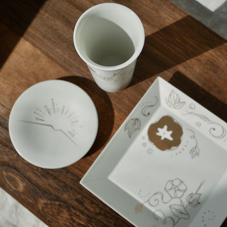Kamigata Ryugi: Haiku Series Plate Set, Gold - tokinari.live