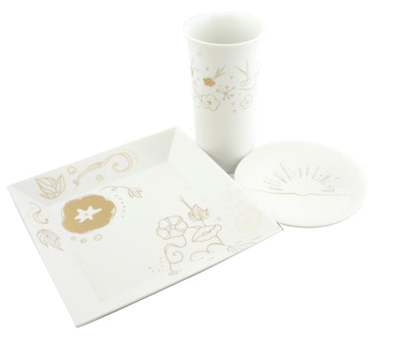 Kamigata Ryugi: Haiku Series Plate Set, Gold - tokinari.live