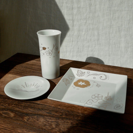 Kamigata Ryugi: Haiku Series Plate Set, Gold - tokinari.live