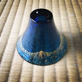 Kimoto Glass: Shofukuhai Mt. Fuji Blue Sake Glass, 65 ml - tokinari.live