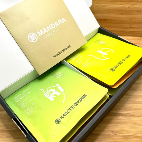 Mandara Green Tea Sampler Set by Kadode Ooigawa, Shizuoka - 4 steaming levels vs 4 green-roasting levels. (16 tea bags) - tokinari.live