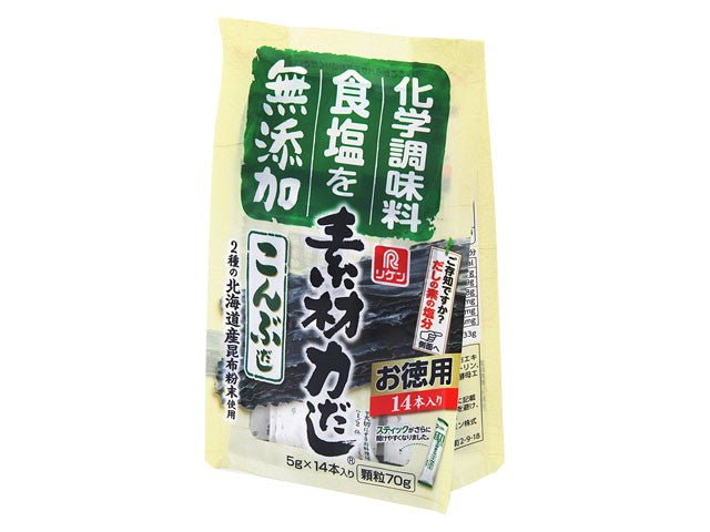 Riken Sozairyoku: Japanese soup stock, Konbu-dashi, 14 x 5g packets 素材力だし こんぶだし - tokinari.live
