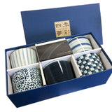 Saikai Ceramics: 5-piece Aritayaki Soba Cup Set, Indigo Design Series - tokinari.live