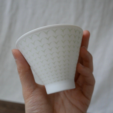 Yamani - Miyama Tableware: Chahaku Morning Glory Tea Cup - Gyokuro Green - tokinari.live