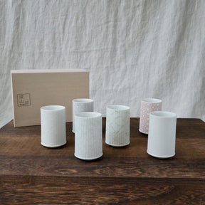 Yamani - Miyama Tableware: Sasasa Guinomi Shot Glass 6-Piece Set with Wooden Gift Box - tokinari.live