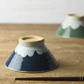 Yamani - Teshigoto Series: Mt Fuji Rice Bowl, 13 cm, Indigo - tokinari.live