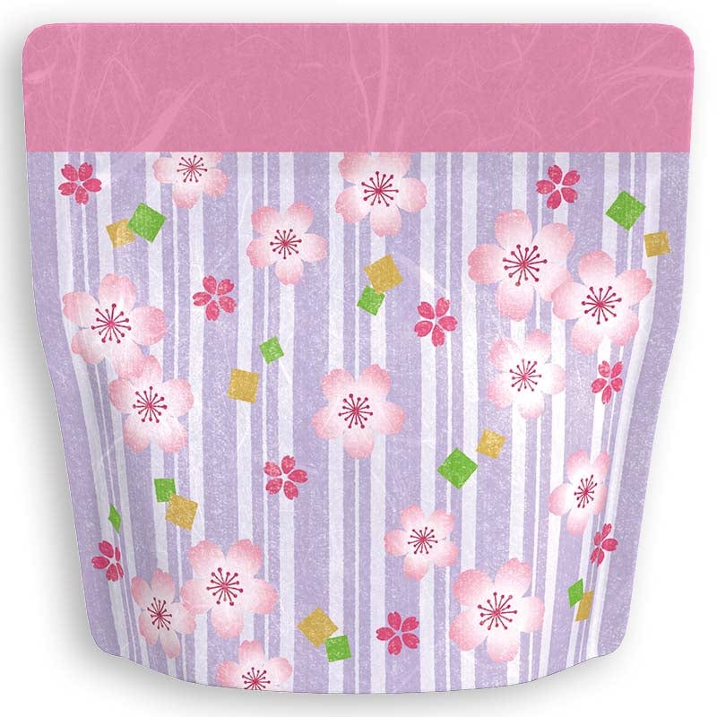 Yoshimura Pack 10157 Resealable Washi Paper Bag Sakura In Purple 桜の花柄 - tokinari.live
